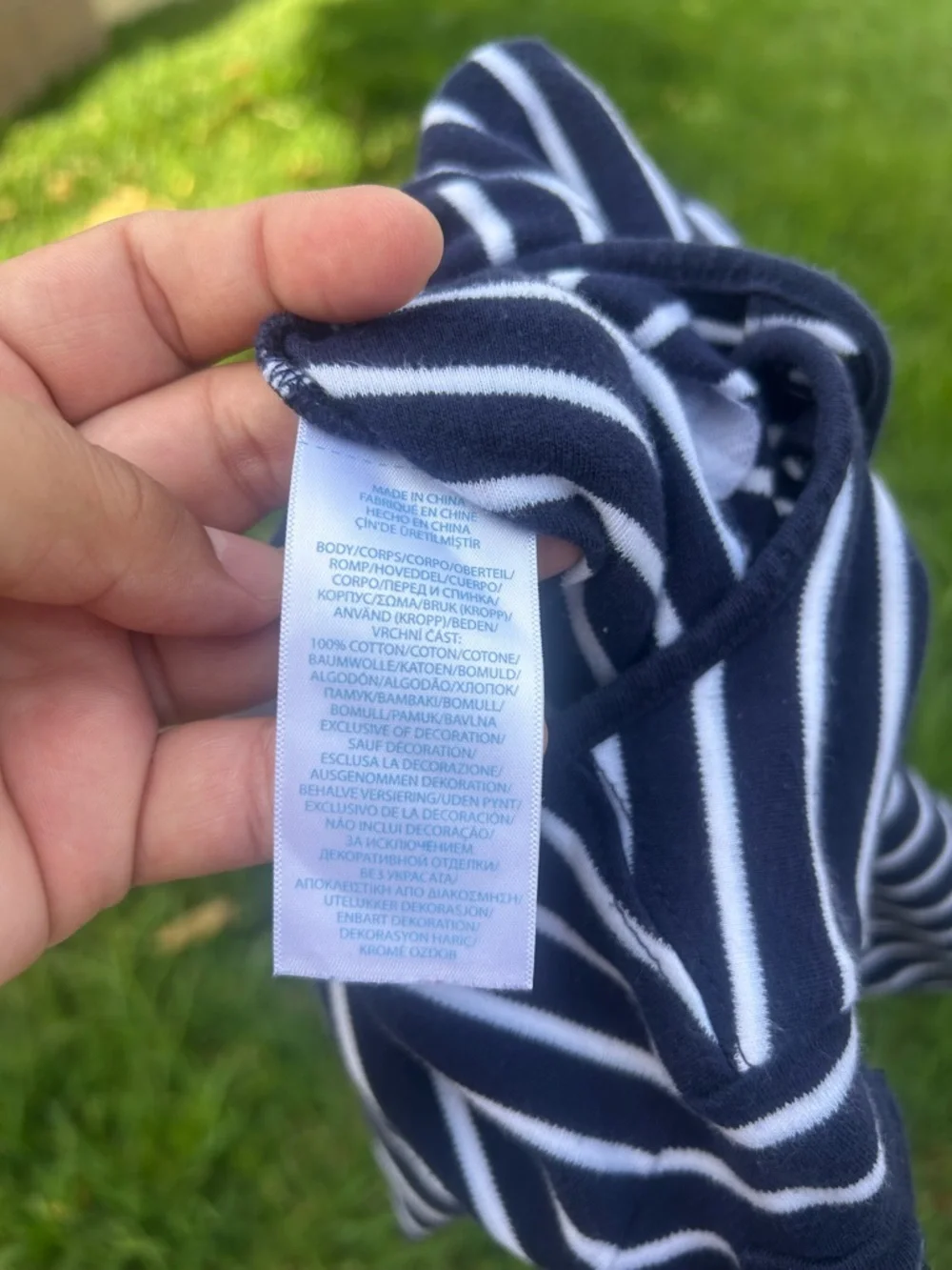 Ralph Lauren Navy & White Striped Baby Footie